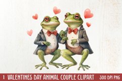 Valentines Day Animal Couple Clipart, Valentine Couple Product Image 1