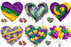 Mardi Gras Heart Brushstroke PNG, Mardi Gras PNG, Heart PNG Product Image 1