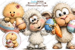 Whimsical Bunny Easter Clipart, Watercolor Easter Bunny PNG Product Image 1