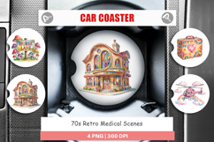 70s Retro Medical Scenes Car Coaster Product Image 1