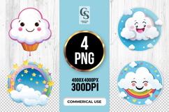 Cute Cloud clipart sublimation png Product Image 1