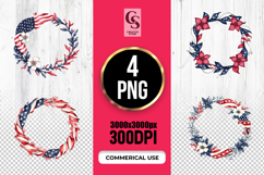 Patriotic Floral Wreath Clipart PNG Product Image 1