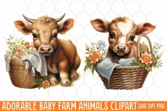 Adorable Baby Farm Animals clipart, Watercolor Clipart Product Image 1