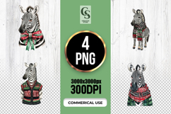 Zebra Bow Scarf Outfit Watercolor Clipart Sublimation PNG Product Image 1