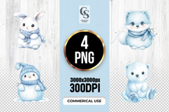 Cute Winter Animals Clipart Sublimation PNG Product Image 1