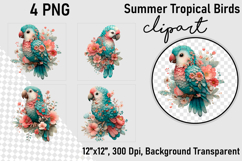 Summer Tropical Birds Clipart, Tropical Birds png Product Image 1
