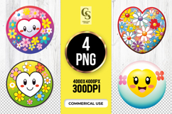 Cute Floral Heart Clipart Sublimation PNG Product Image 1