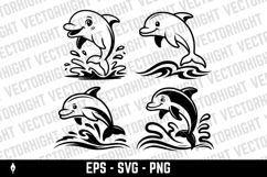 Vector drawing of a cute friendly smiling dolphin Product Image 1