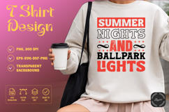 Summer Nights And Ballpark Lights SVG T-Shirt Design Product Image 1