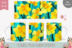 Narcissus Mug Template, Blue Coffee Mug Sublimation PNG Product Image 1