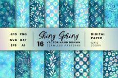 Shiny Botanical Spring Bundle, Floral Ornament Digital Paper Product Image 1