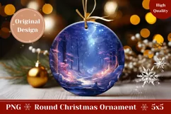 Christmas Round Ornament PNG, Winter Forest Ornament Design Product Image 1