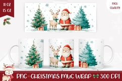 Watercolor Santa Claus Mug Design, Cute Christmas Mug Wrap Product Image 1