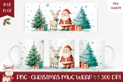 Watercolor Santa Claus Mug Design, Cute Christmas Mug Wrap Product Image 1