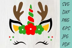 Christmas unicorn Svg, Reindeer SVG, Christmas Svg Product Image 1