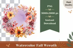 Watercolor Wreath PNG, Warercolor Floral Wreath Sublimation Product Image 1