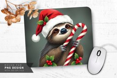 Festive Sloth with Holly Mouse Pad Sublimation Design Product Image 1