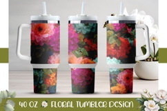 Floral Tumbler Wrap, Colorful Flowers 40 Oz Tumbler PNG Product Image 1