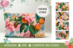 Peony Cosmetic Bag, Summer Flowers Cosmetic Bag Print Product Image 1