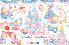 Cozy Christmas Clipart, Watercolor Pink Christmas Clipart Product Image 1