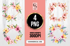 Tropical Floral Frame Clipart Sublimation PNG Product Image 1