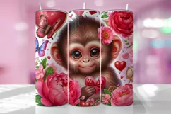 Valentine's Day Elephant Tumbler Wrap Sublimation Design Product Image 2