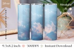 Glitter Sky Tumbler Wrap, Blue Tumbler Sublimation, Sky PNG Product Image 1