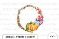 Watercolor Autumn Pumpkins Frame png Product Image 1