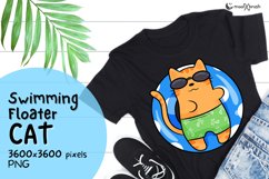 Swimming Floater Cat Sublimation Design , Summer Cat PNG Product Image 1