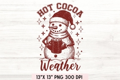 Hot Cocoa Weather Png, Winter Snowman Png, Christmas Png. Product Image 1