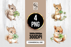 Cute Squirrel Four Leaf Clover Clipart Sublimation PNG Product Image 1