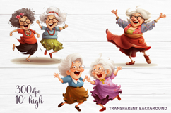 Funny Old Ladies clipart, Sublimation PNG Product Image 1