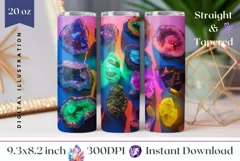 Gemstones Tumbler Design, Colorful Minerals Tumbler Wrap Product Image 1