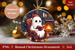 Christmas Tree Round Ornament, Christmas Ghost Ornament Product Image 1