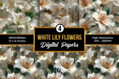 White Lily Flowers Digital Paper Product Image 1