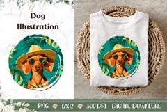 Summer Dachshund Dog Illustration, Funny Dachshund Dog Print Product Image 1