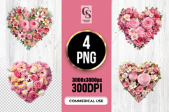 Pink Floral Heart Arrangement PNG Product Image 1
