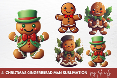Christmas Gingerbread Man Sublimation Clipart Product Image 1