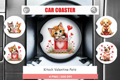 Kitsch Valentine Pets Car Coaster Product Image 1