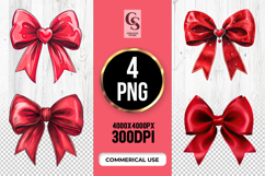 Red Ribbon Bow Clipart Sublimation PNG Product Image 1