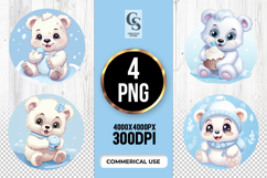 Cute Winter Baby Bear Clipart Sublimation PNG Product Image 1