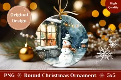 Watercolor Snowman Ornament, Cute Christmas Village Ornament Product Image 1