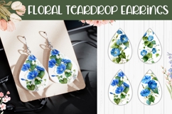 Blue Flowers Earrings, Floral Teardrop Earring Template Product Image 1