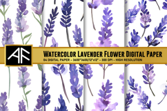 Watercolor Lavender Flower Digital Paper Product Image 1