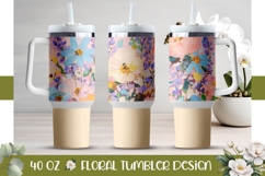 Floral Tumbler Wrap, Art Flowers 40 Oz Tumbler PNG Product Image 1