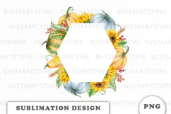 Watercolor Autumn Pumpkins Frame png Product Image 1