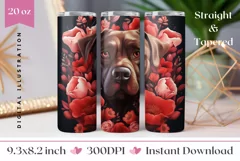 Chocolate Labrador Tumbler Design, Floral Dog Sublimation Product Image 1