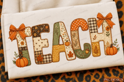 Peach Patchwork TEACH PNG Design teach png, teacher png Product Image 2