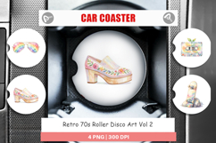 Retro 70s Roller Disco Art Car Coaster Product Image 1