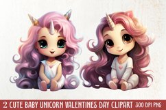 Cute Baby Unicorn Clipart, Valentines Day Couplet Product Image 1